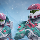 Two Spartan players stand stoically in the snow wearing the Winter Contingency armor in Halo Infinite.